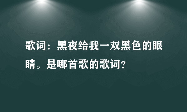 歌词：黑夜给我一双黑色的眼睛。是哪首歌的歌词？