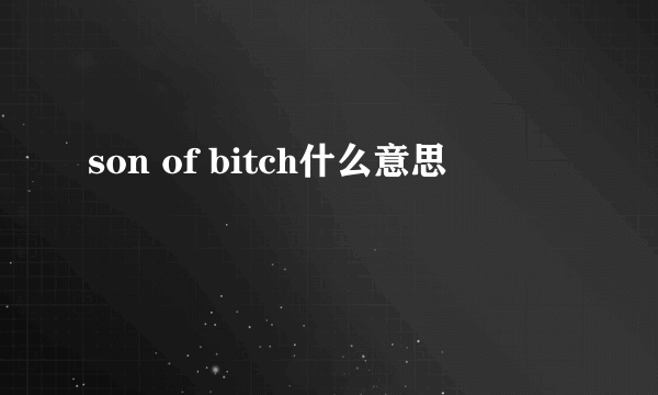 son of bitch什么意思