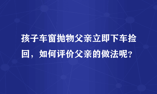 孩子车窗抛物父亲立即下车捡回，如何评价父亲的做法呢？