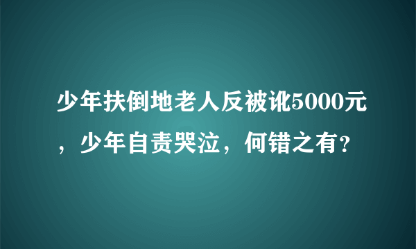 少年扶倒地老人反被讹5000元，少年自责哭泣，何错之有？