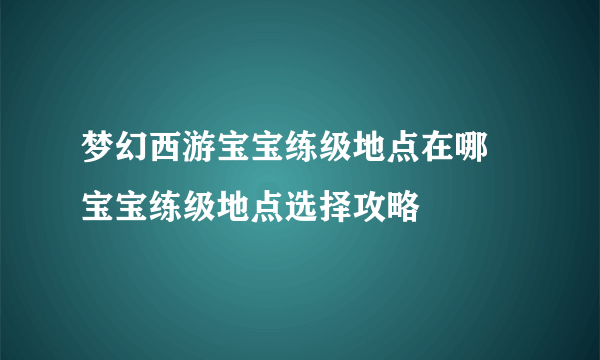 梦幻西游宝宝练级地点在哪 宝宝练级地点选择攻略