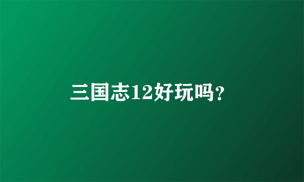 三国志12好玩吗？