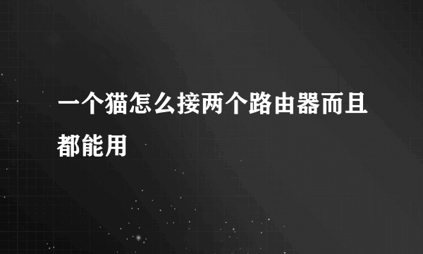 一个猫怎么接两个路由器而且都能用