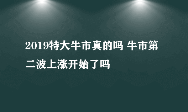 2019特大牛市真的吗 牛市第二波上涨开始了吗