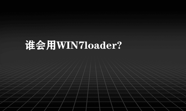 谁会用WIN7loader?