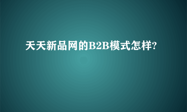 天天新品网的B2B模式怎样?