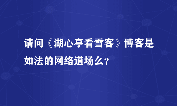 请问《湖心亭看雪客》博客是如法的网络道场么？