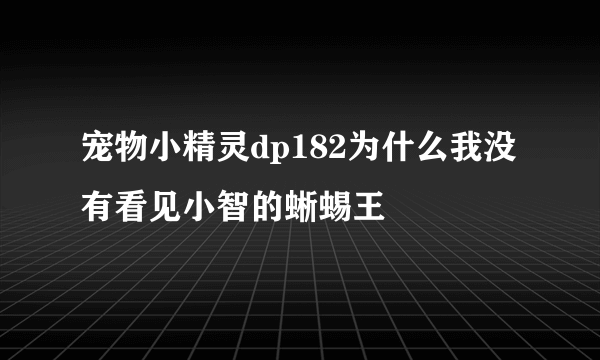 宠物小精灵dp182为什么我没有看见小智的蜥蜴王