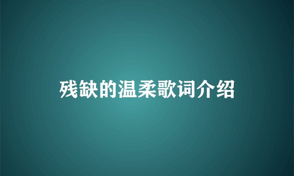 残缺的温柔歌词介绍