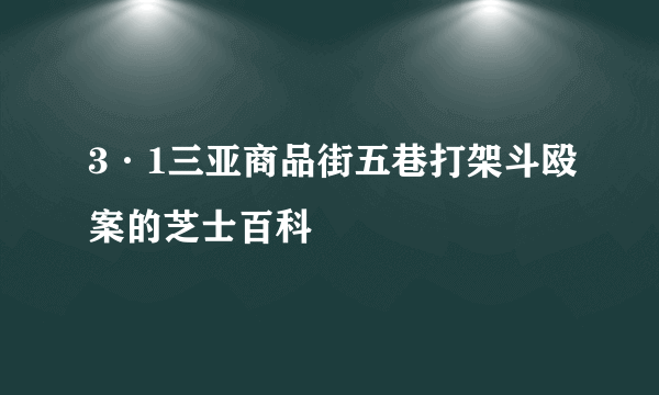 3·1三亚商品街五巷打架斗殴案的芝士百科