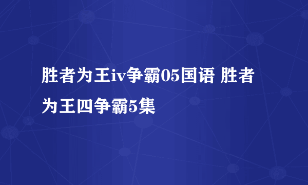 胜者为王iv争霸05国语 胜者为王四争霸5集