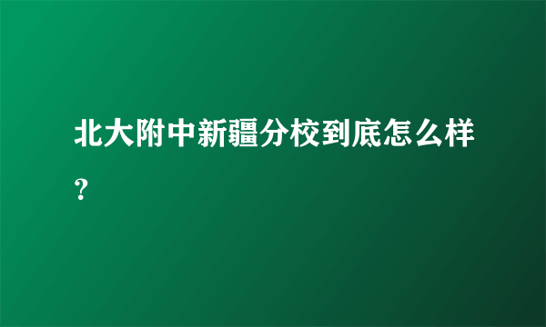 北大附中新疆分校到底怎么样？