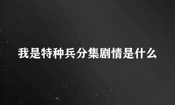 我是特种兵分集剧情是什么