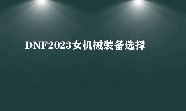 DNF2023女机械装备选择