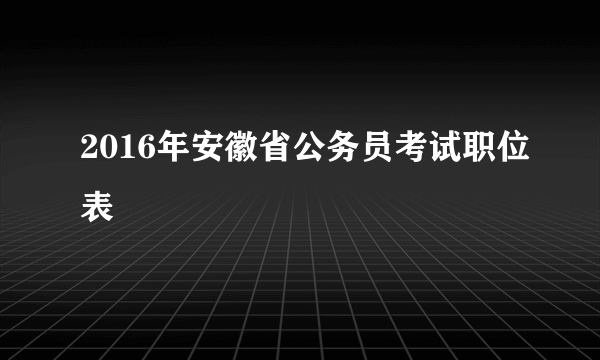 2016年安徽省公务员考试职位表