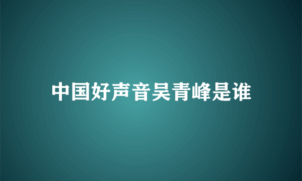 中国好声音吴青峰是谁