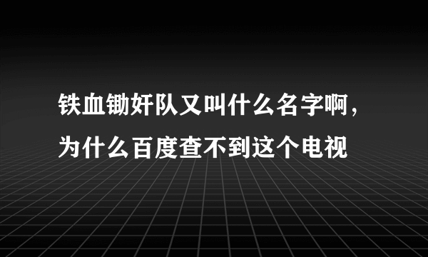 铁血锄奸队又叫什么名字啊，为什么百度查不到这个电视