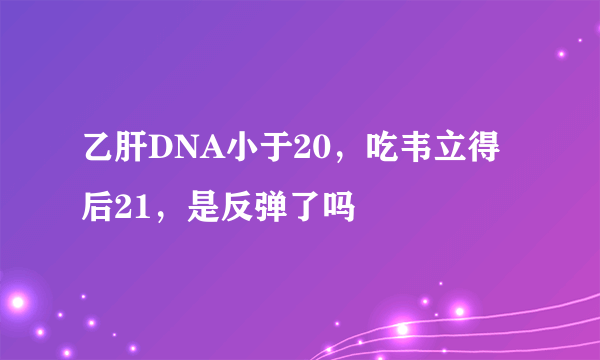 乙肝DNA小于20，吃韦立得后21，是反弹了吗