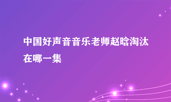 中国好声音音乐老师赵晗淘汰在哪一集