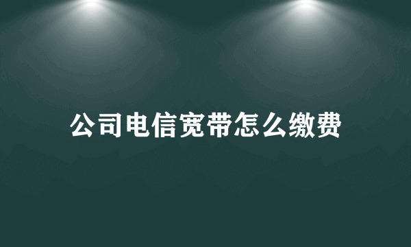 公司电信宽带怎么缴费