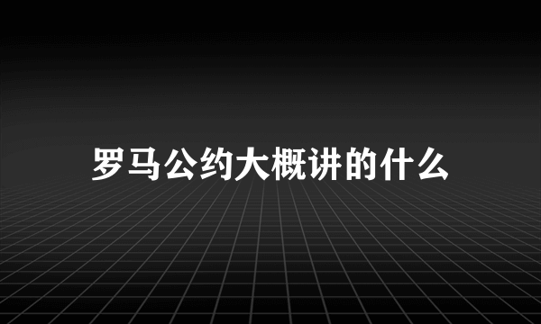 罗马公约大概讲的什么