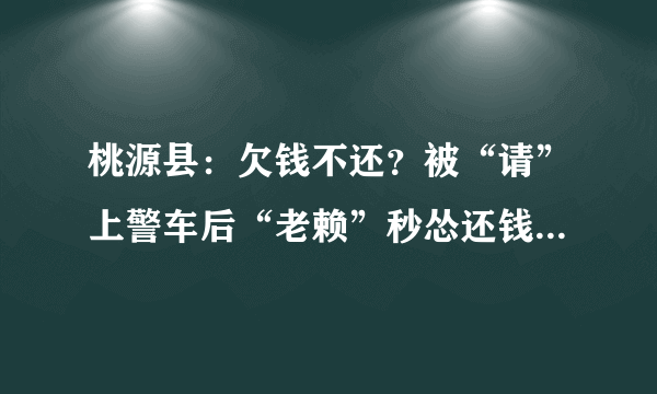 桃源县：欠钱不还？被“请”上警车后“老赖”秒怂还钱, 你怎么看？