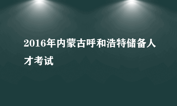 2016年内蒙古呼和浩特储备人才考试