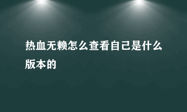 热血无赖怎么查看自己是什么版本的