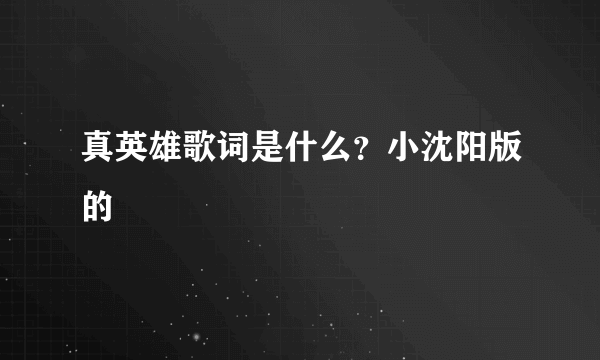 真英雄歌词是什么？小沈阳版的