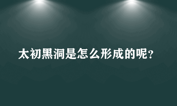 太初黑洞是怎么形成的呢？