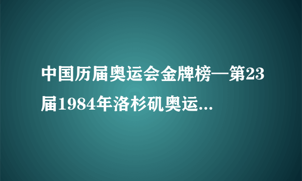 中国历届奥运会金牌榜—第23届1984年洛杉矶奥运会中国获奖排名