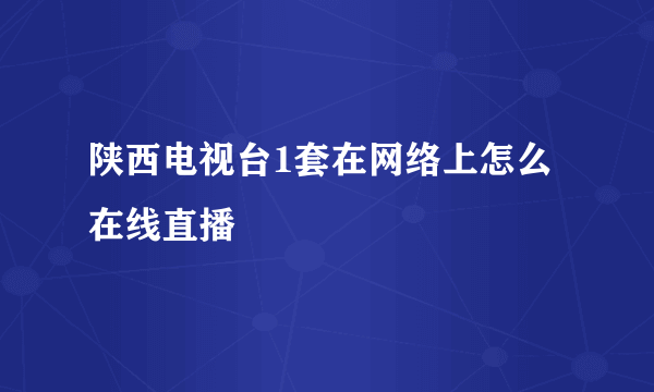 陕西电视台1套在网络上怎么在线直播