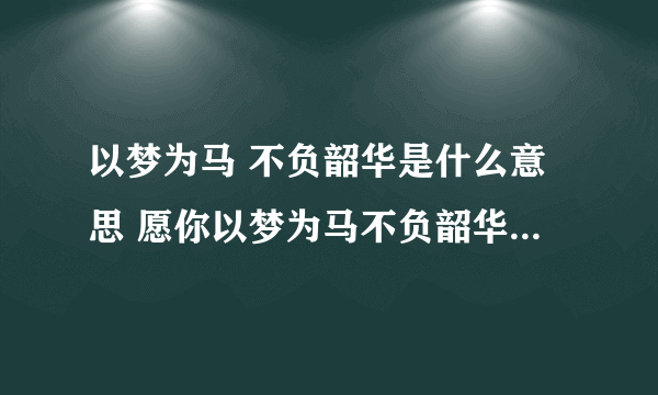 以梦为马 不负韶华是什么意思 愿你以梦为马不负韶华是什么意思