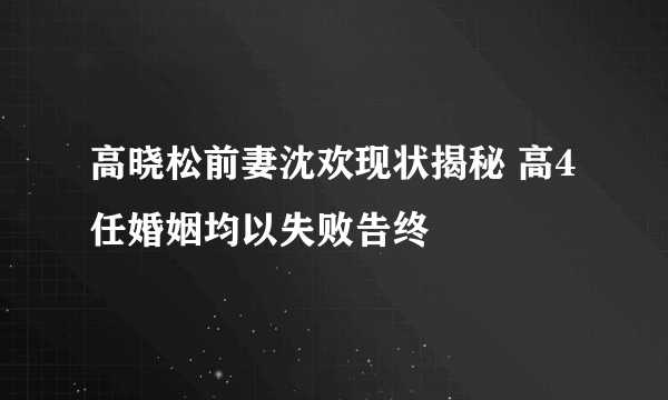 高晓松前妻沈欢现状揭秘 高4任婚姻均以失败告终