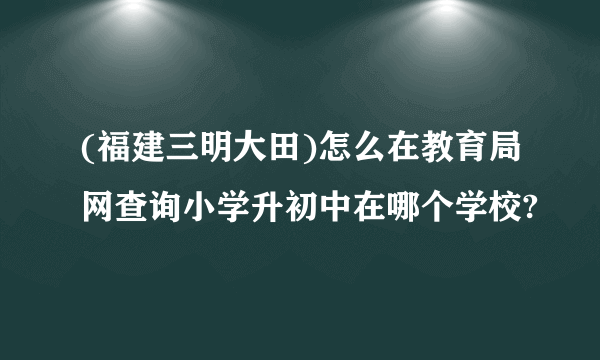 (福建三明大田)怎么在教育局网查询小学升初中在哪个学校?