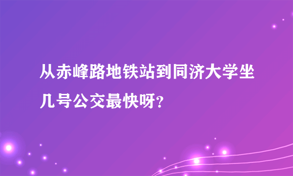 从赤峰路地铁站到同济大学坐几号公交最快呀？