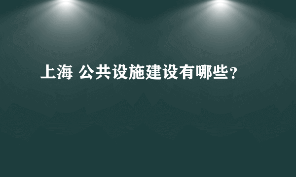 上海 公共设施建设有哪些？