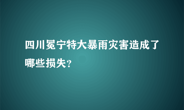 四川冕宁特大暴雨灾害造成了哪些损失？