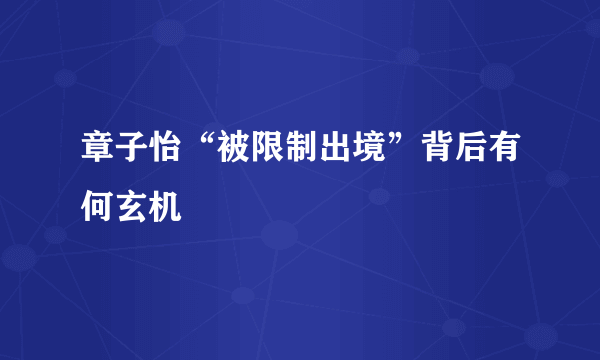 章子怡“被限制出境”背后有何玄机