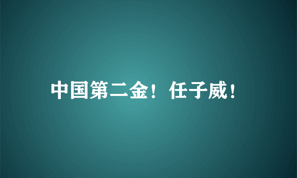 中国第二金！任子威！