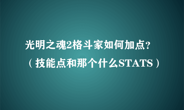 光明之魂2格斗家如何加点？（技能点和那个什么STATS）