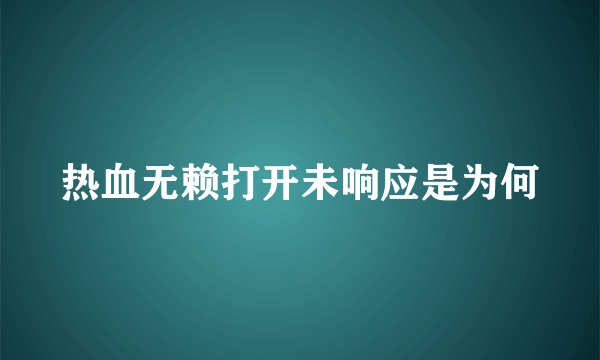 热血无赖打开未响应是为何