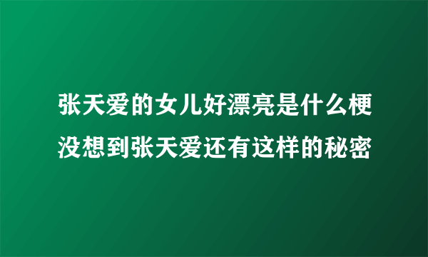 张天爱的女儿好漂亮是什么梗没想到张天爱还有这样的秘密