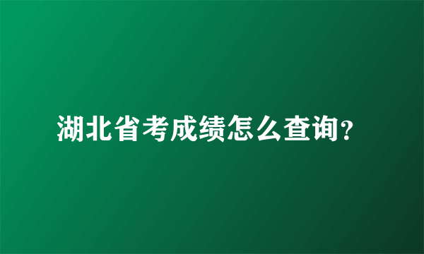 湖北省考成绩怎么查询？