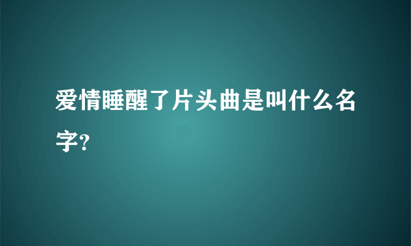 爱情睡醒了片头曲是叫什么名字？