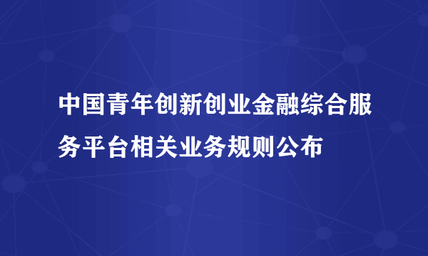 中国青年创新创业金融综合服务平台相关业务规则公布