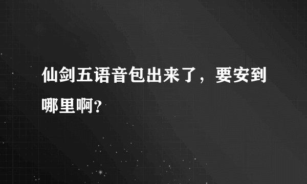 仙剑五语音包出来了，要安到哪里啊？