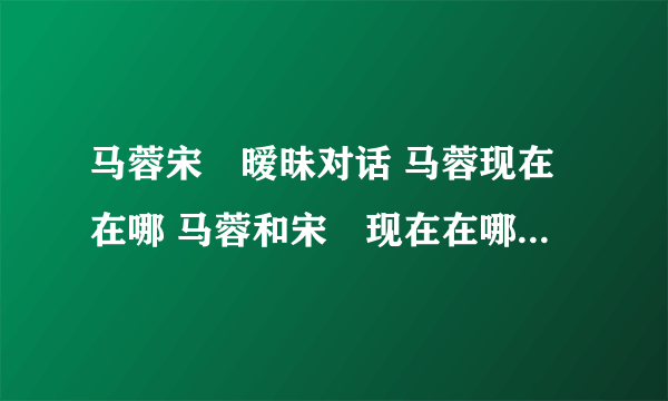 马蓉宋喆暧昧对话 马蓉现在在哪 马蓉和宋喆现在在哪里 马蓉现在在干什么 马蓉现在的心情