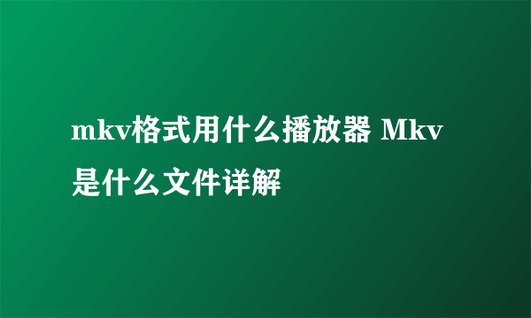 mkv格式用什么播放器 Mkv是什么文件详解