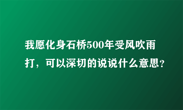 我愿化身石桥500年受风吹雨打，可以深切的说说什么意思？